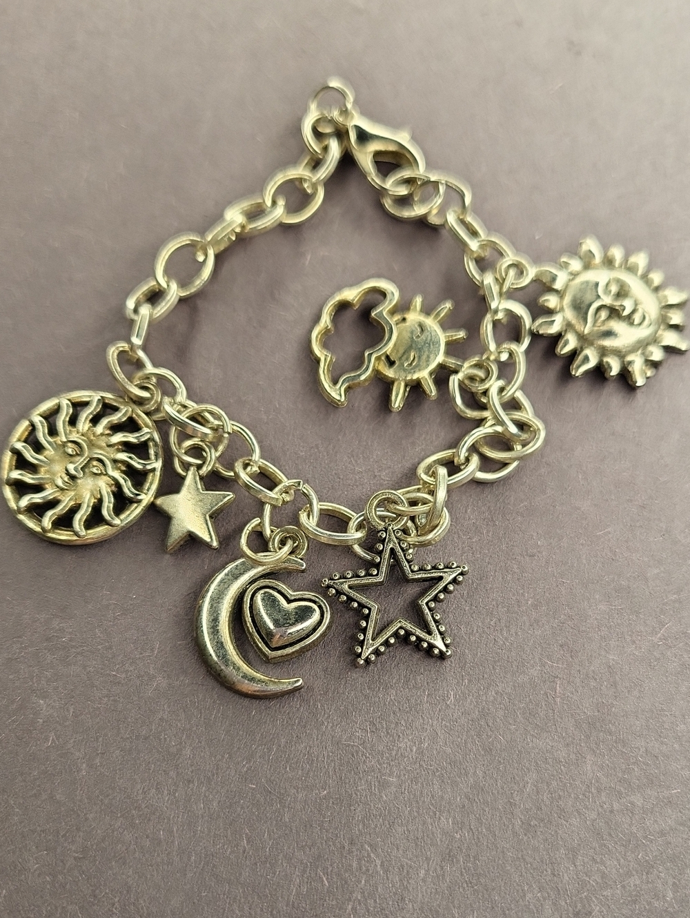 Celestial Charm Bracelet with Moon, Star & Sun Charms